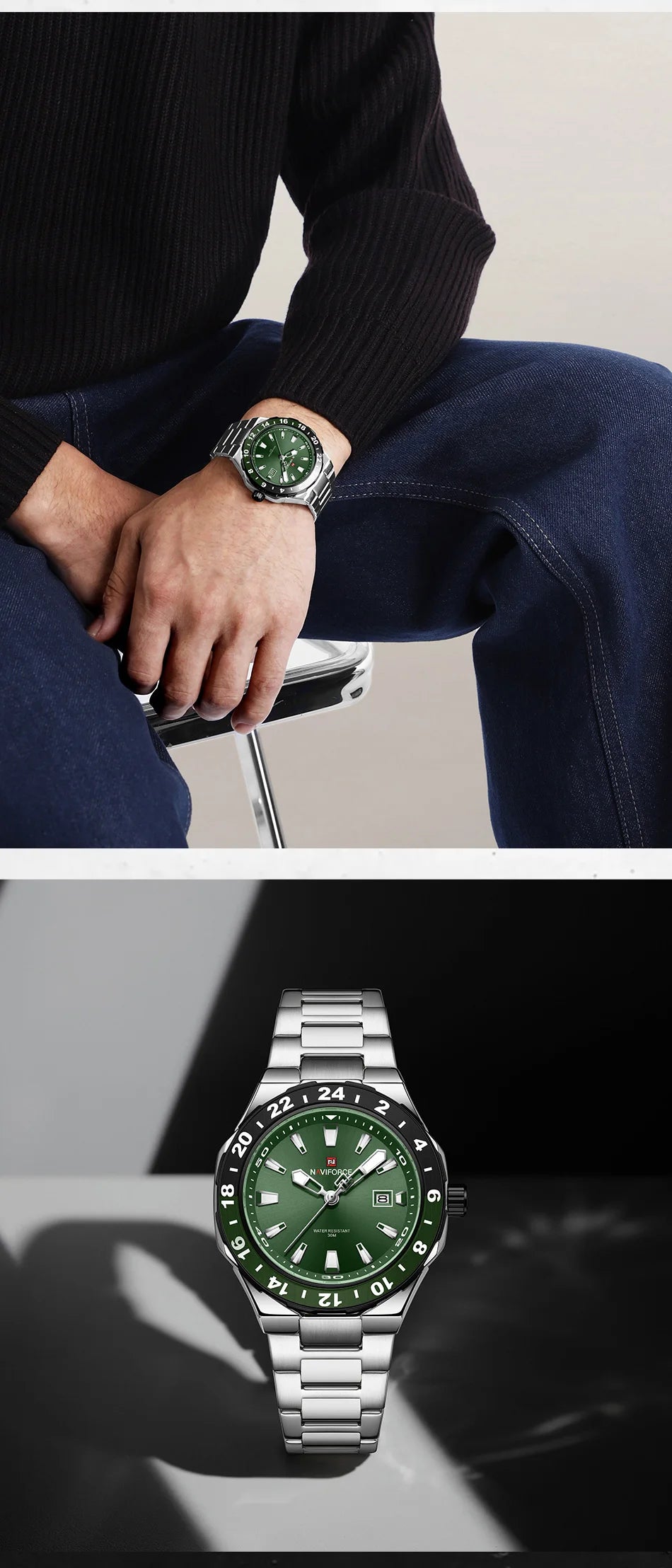 NAVIFORCE Luxury Watch for Men Quartz 3ATM Waterproof Stainless Steel Watches Business Fashion Men's Wristwatch2025