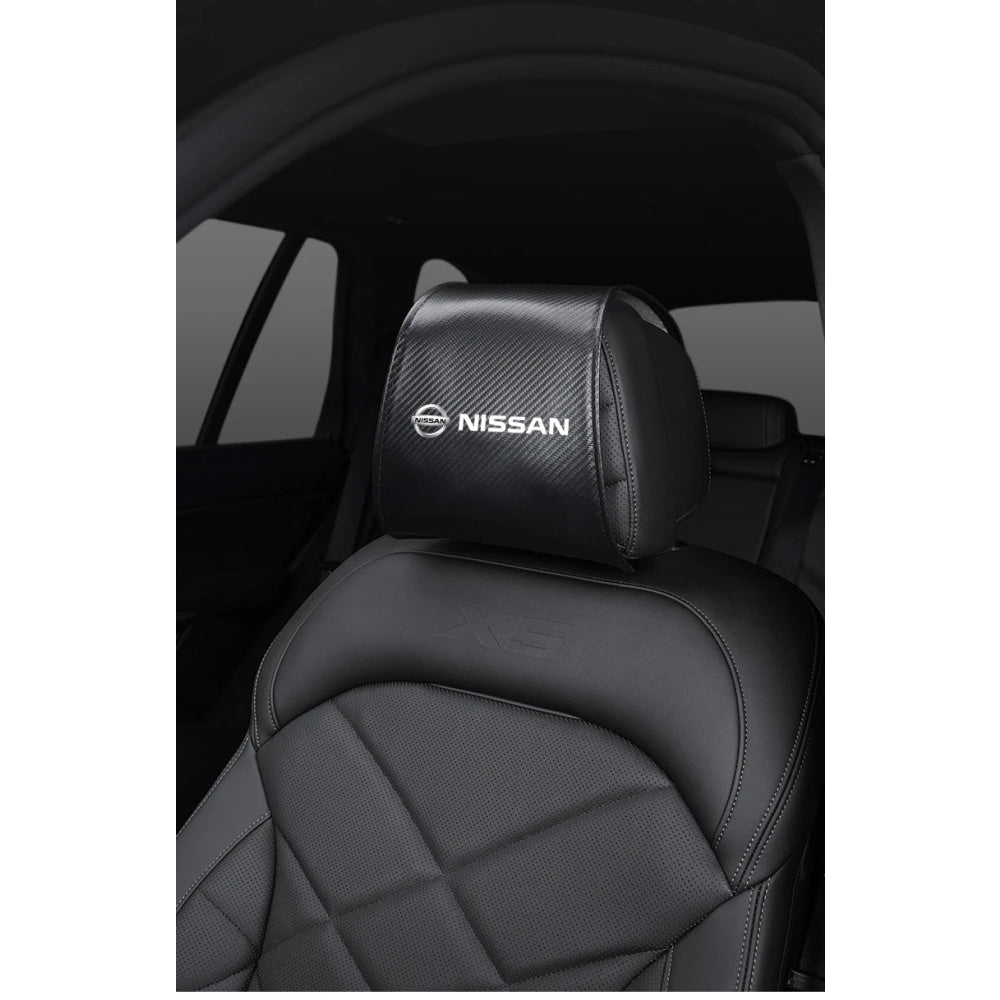 Leather Car Headrest Cover Front Rear Seat Pillow Protective Set For Nissan Sylphy N7 Teana Qashqai Note J10 J11 Navara Juke GTR