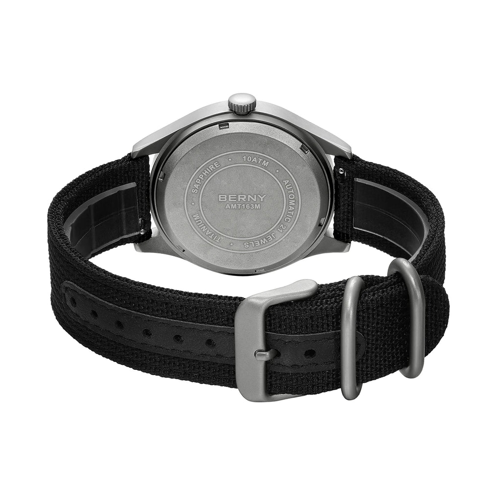BERNY Titanium Automatic Men's Field Watches Date Sapphire Super Luminous Sports Easy Read Outdoor 10ATM Mechanical Watch
