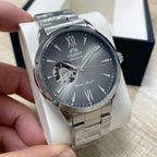 Orient Men's Automatic Open Heart Watch Blue Dial Stainless Steel Band Casual Dress Wristwatch 30M Water Resistant Fashion Watch