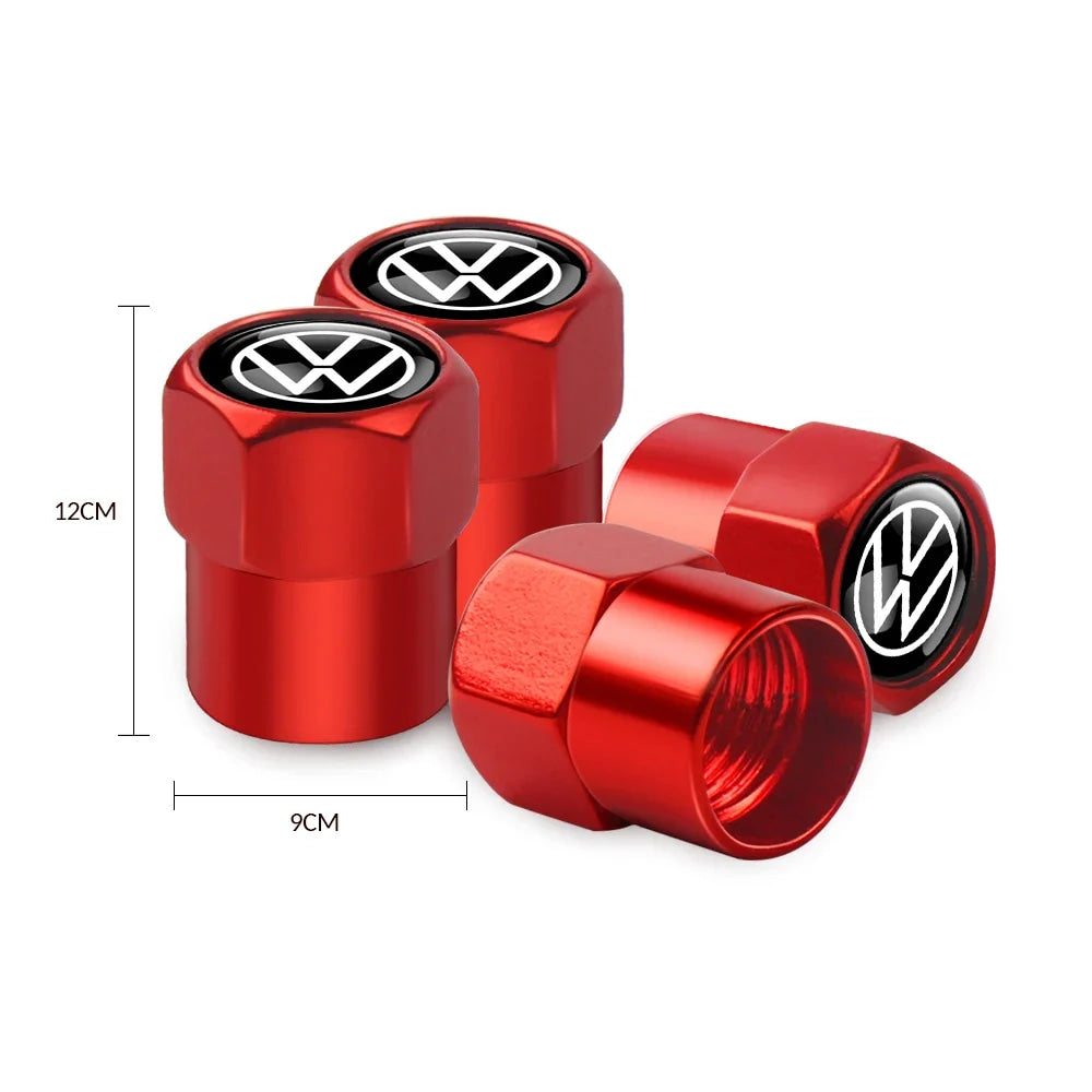 4Pcs Car Wheel Tires  Valve Caps Auto Exterior Accessories For Volkswagen GTI Golf Polo Passat RLine Magotan Jetta Bora Beetle R