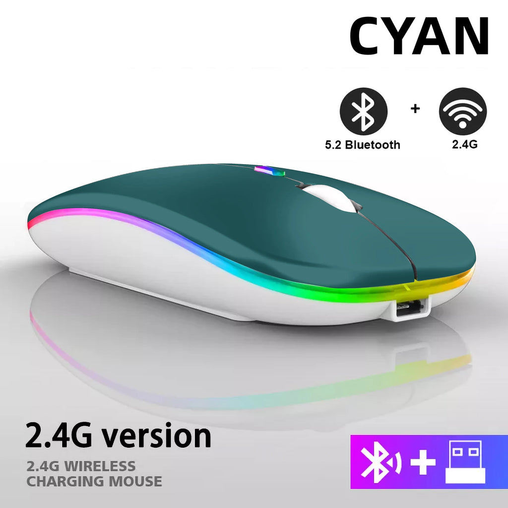 Ratón inalámbrico Bluetooth recargable con 2,4 GHz USB RGB 1600DPI ratón para ordenador portátil tableta PC Macbook Gaming Mouse Gamer