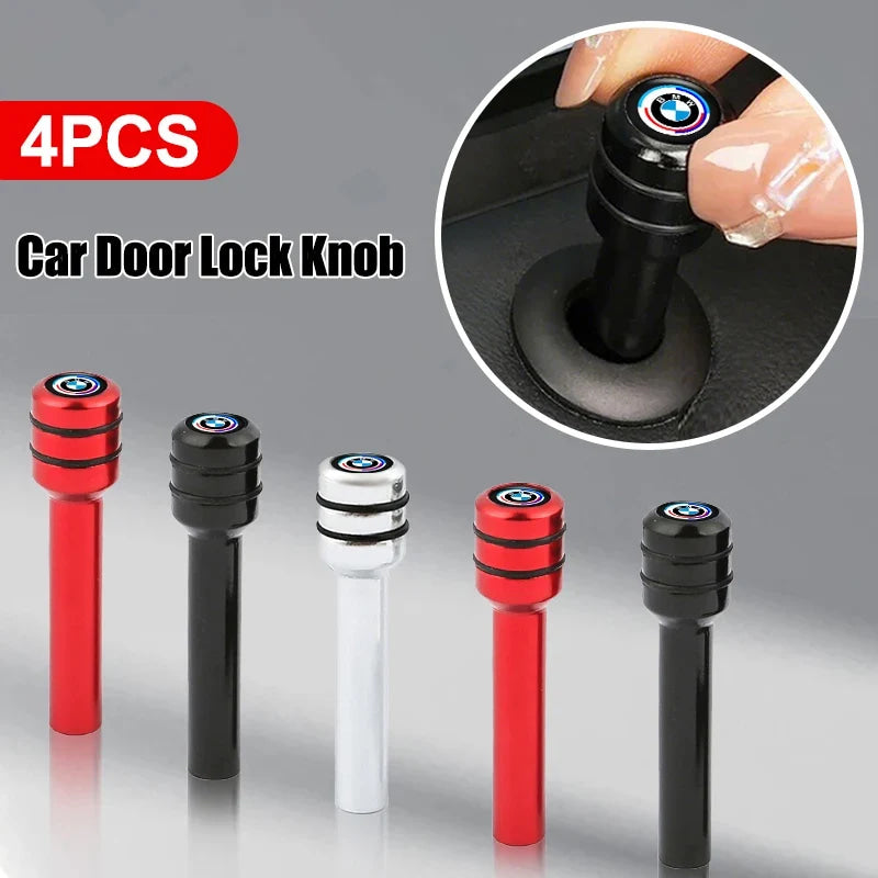 4Pcs Aluminum Alloy Car Door Lock Pins Security Rod Knob Cover For BMW M 50th Anniversary M5 E46 E90 F10 E39 E36 F20 E87 G30 E92