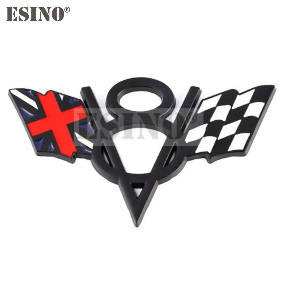 3D V8 Metal Zinc Alloy National Flag Badge Car Adhesive Emblem for Italy France Germany England America US Flag Body Fender