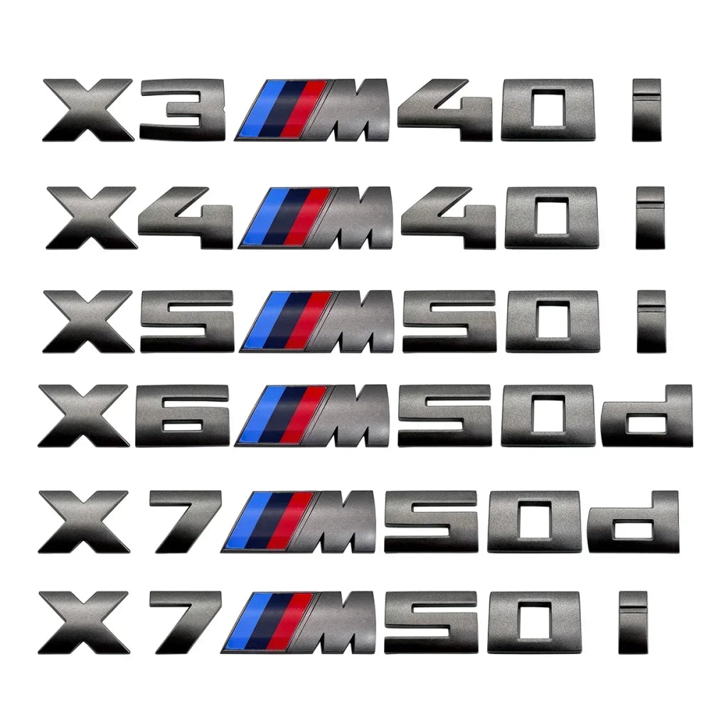 7.3cm for M logo new gray ABS letter sticker trunk badge For BMW X3 M40D 40I X4 M40D X5 M50D 50I X6 M50D 50I X7 M50D 50I