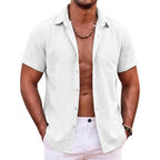 Mens Summer Hawaiian Short Sleeve Shirts Cotton Linen Lapel Tops Casual Breathable Beach and Gym Tees Plus Size for Men Tops