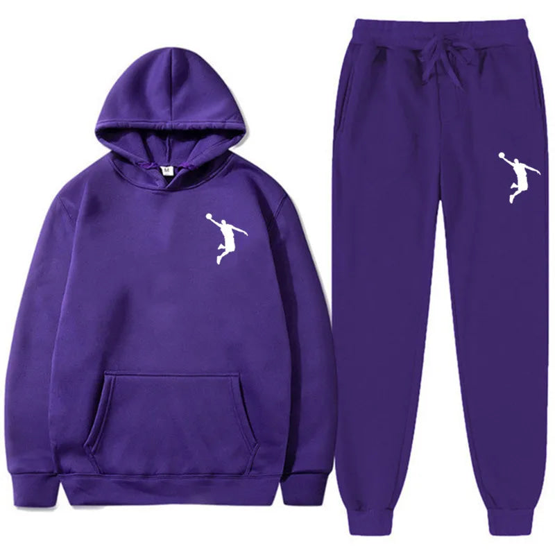 Sports Basketball Brand Sweatshirt Sweatpants Men Women 2 Pieces Sets Tracksuit Fashion Casual Hooded Sportswear Sudadera Hombre