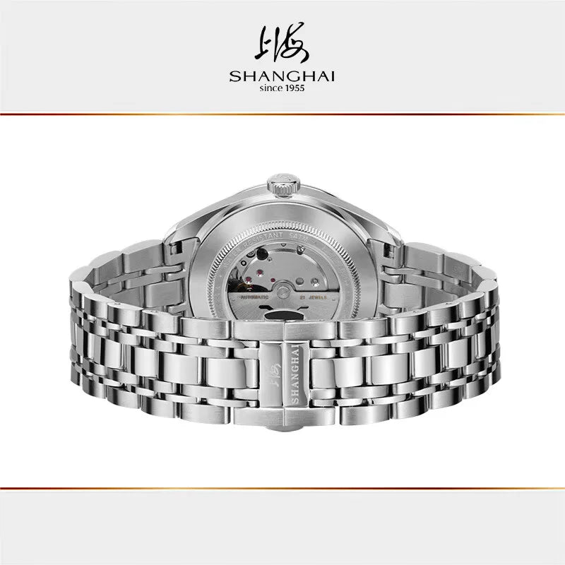 Shanghai Watch Calendar Mechanical Men's Watches 40mm Automatic Watches 316L Stainless Steel 50M Waterproof reloj hombre SH3007