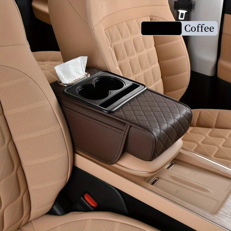 Car Center Console Cover, Leather Armrest Cover for Car, Universal Middle Console Cushion