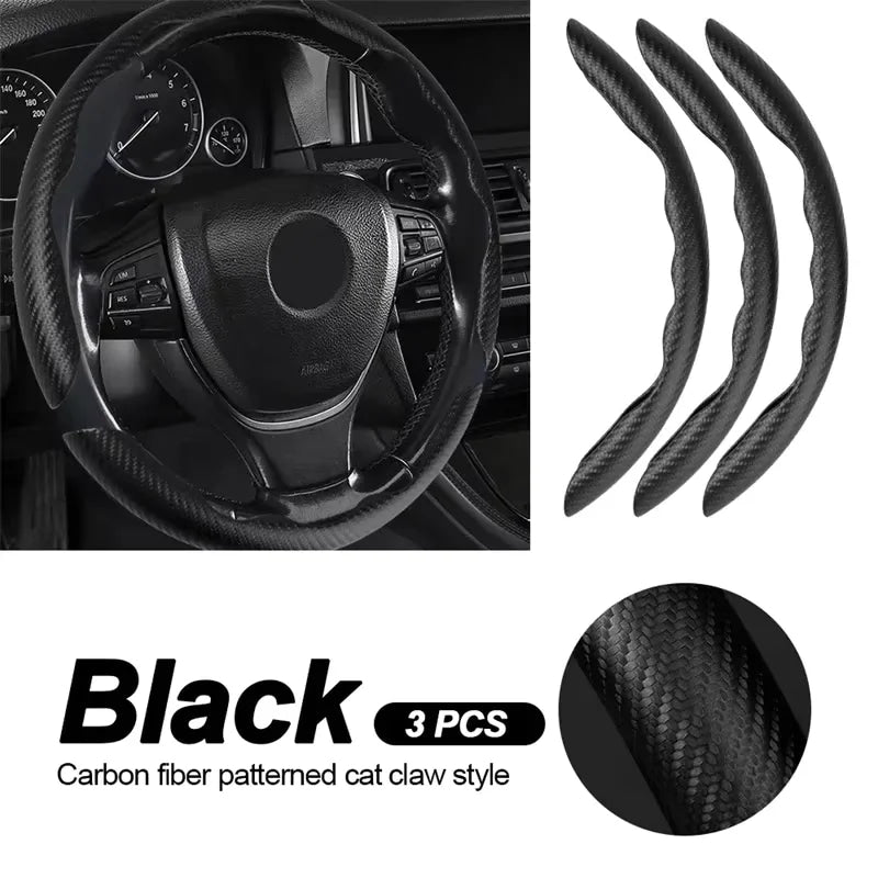 2/3PCS Carbon Fiber Universal Car Steering Wheel Booster Cover Non-Slip Auto Interior Decoration Accessories for Auto Deco