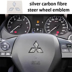 1pcs Mitsubishi carbon fibre steer wheel emblem Sticker Car Steering Wheel Sticker Car Interior Emblem Car styling Accessories