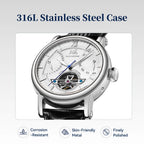 Shanghai Watch Skeletonized Flywheel Men's Mechanical Watch 42mm Automatic Watches Retrograde Calendar Sapphire Wristwatch S8924