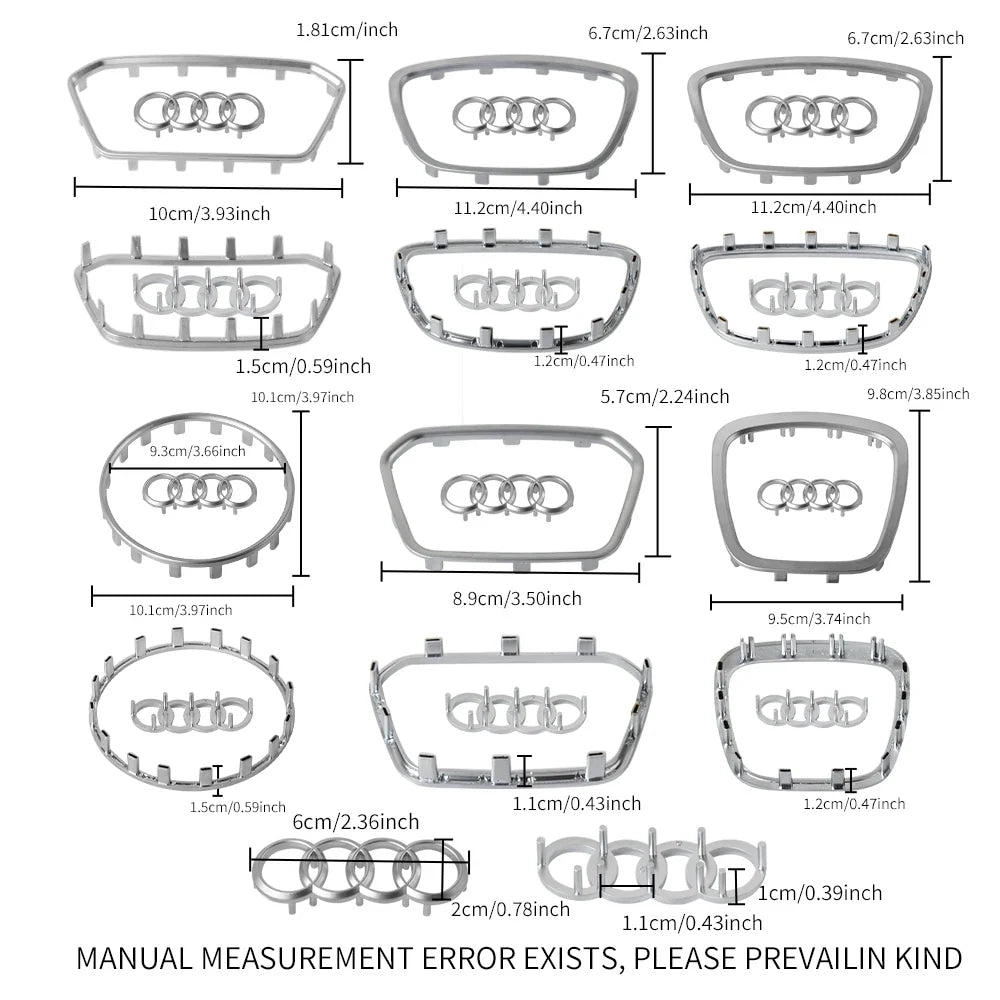 Car Styling Steering Wheel Center Logo Cover Replacement Trim Accessories For Audi Sline TT A3 A5 A7 Q3 Q5 Q7 Q8 A4L A6L A8L Q5L