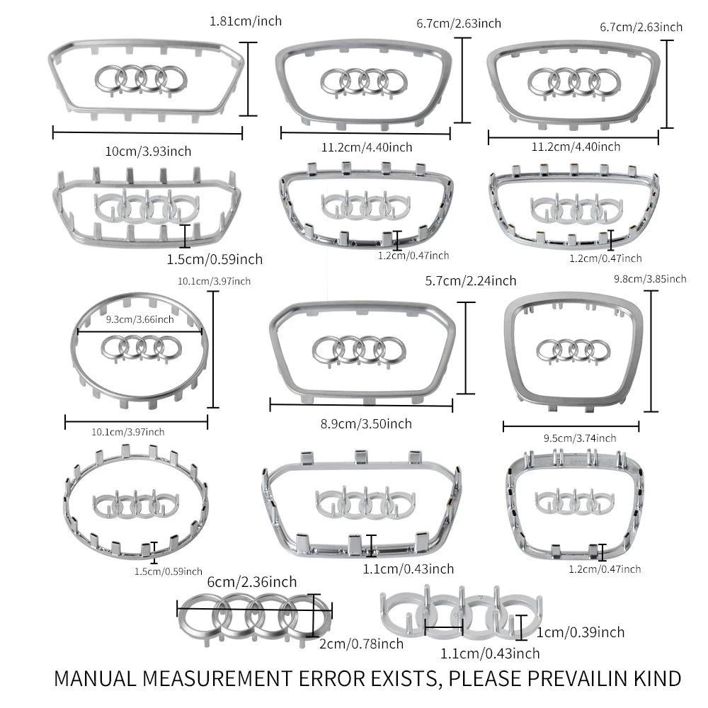 Car Styling Steering Wheel Center Logo Cover Replacement Trim Accessories For Audi Sline TT A3 A5 A7 Q3 Q5 Q7 Q8 A4L A6L A8L Q5L