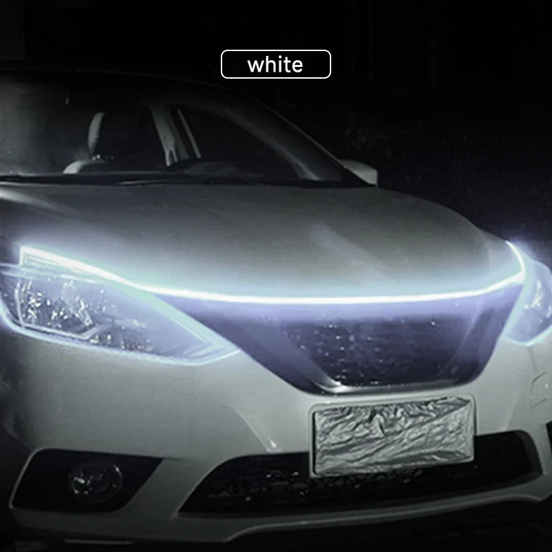Dynamic Car LED Hood Light 12V Daytime Running Light Start-scan Engine Guide Light Waterproof Decorative Ambient Light Strip