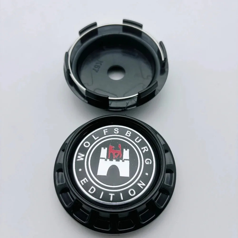 4pcs 67mm ( Clips 62mm ) Car Wheel Center Caps Wheel Hubcaps Rim Hub Dust Cover With Wolfsburg Logo Emblem Badge Car Accessories