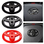 1PC Car Steering Wheel Decorative Sticker 6.5X4.5cm Carbon fiber Emblem For Toyota Hilux Prius Avensis Verso Corolla Camry