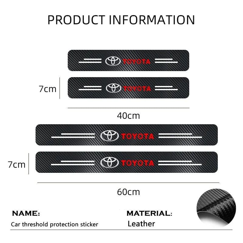Car Door Threshold Strips Car Trunk Rear Bumper Protective Carbon fiber Leather Stickers For Toyota Camry Yaris Hilux Corolla