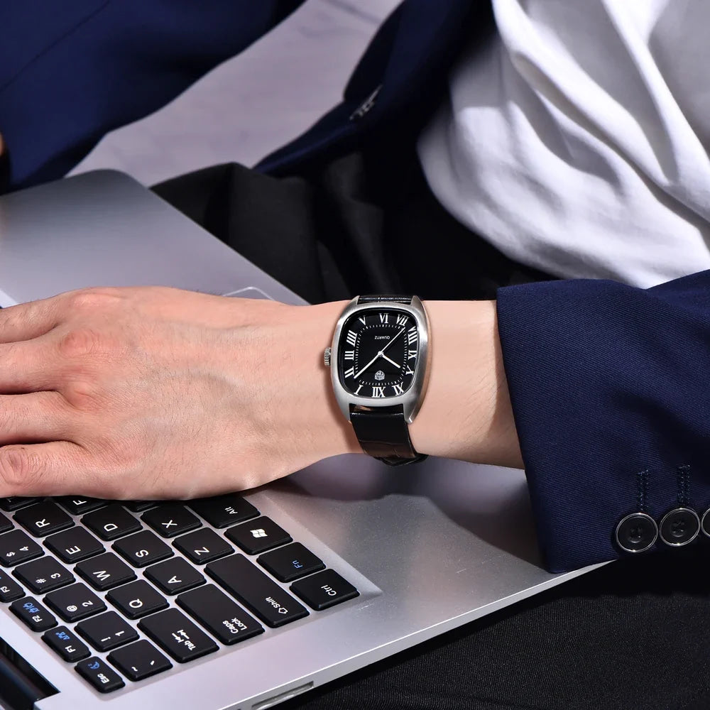RollsTimi 2026 New Men's Watches Top Brand Luxury Oval Quartz Watch For Men Fashion Watch Man Waterproof VH31 Clock Gift Leathe