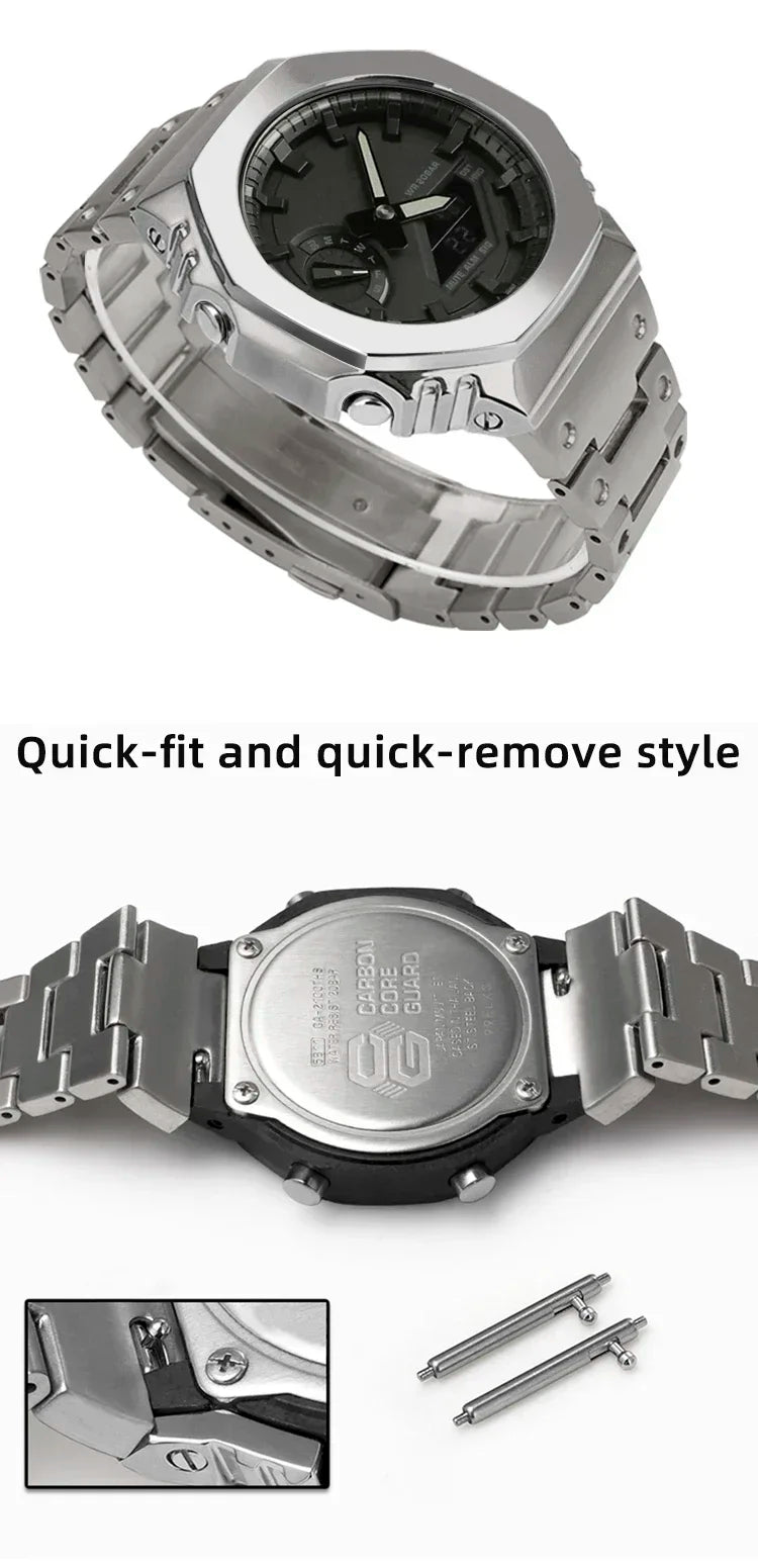 Modification Kit Titanium Case Strap for Ga-b2100 Ga 2100 Ga2110 Casioak Watchband Accessory Refit Bezel Frame No Etching Screws