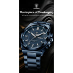POEDAGAR Sport Original Men Clock Quartz Date Week Luxury Man Wristwatch Waterproof Luminous Stainless Steel Men's Watches Reloj