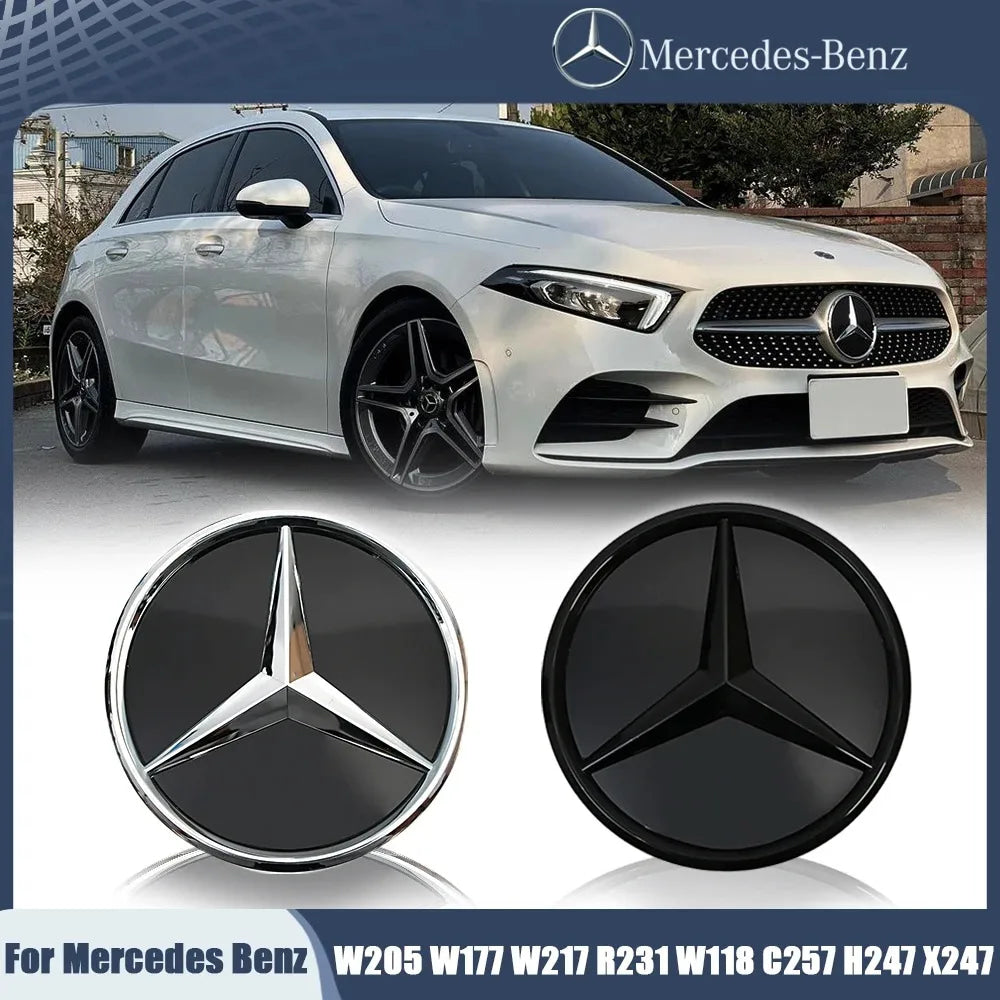 3D Front Grille Star Emblems Logo For Mercedes Benz C W205 A W177 S W217 SL CLA CLS GLA GLB Car Accessories