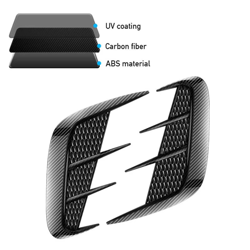 Pair Multipurpose Carbon Fibre Car Shark Gills Emulation Vent Side Air Inlet Hood Decoration Vehicle air outlet Car Body Sticker