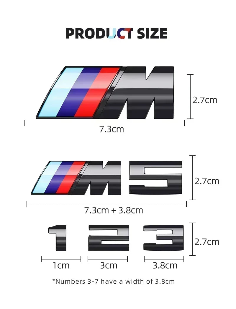 3D ABS Chrome Emblem Letters logo Car Trunk Badge Sticke for BMW M power Thunder Edition competition M1 M2 M3 M5 M7 X3M X5M X7M