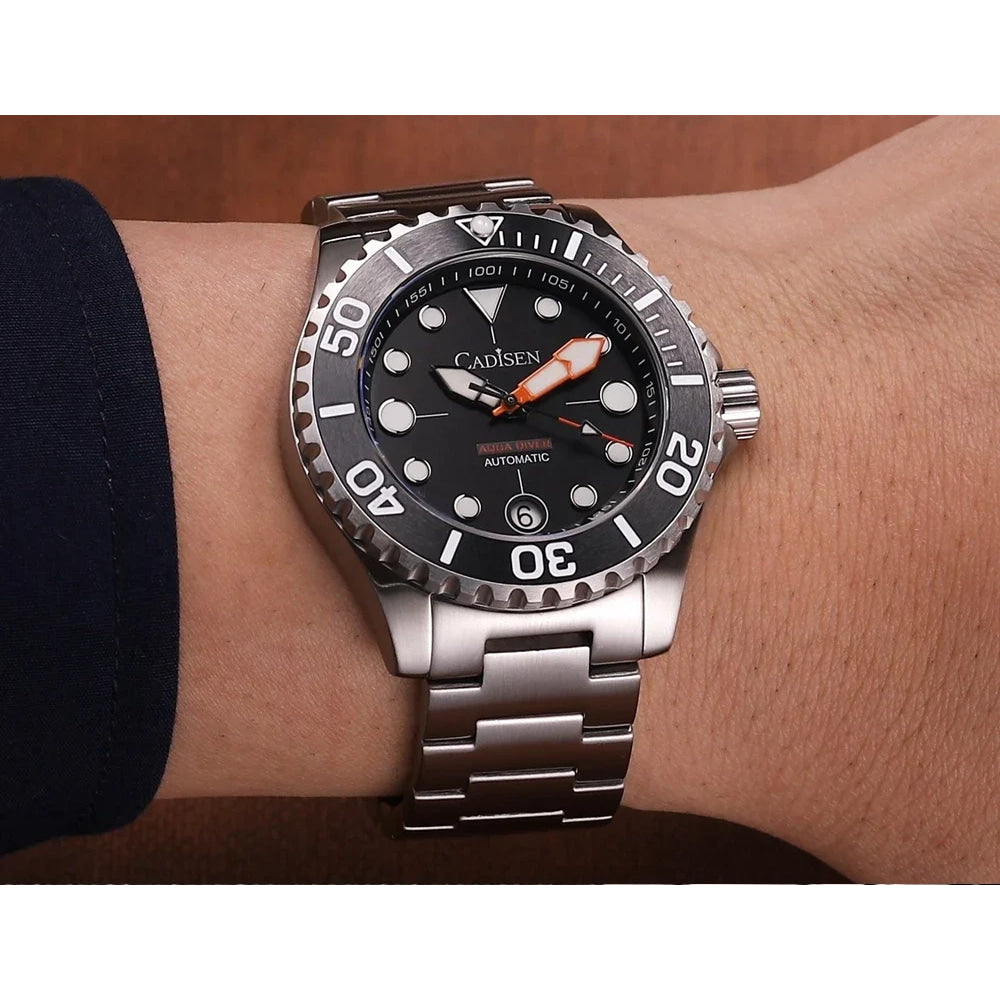 CADISEN AQUA DIVER New Brand Luxury Men Watches Automatic Watch Japan MIYOTA 8215 100M Waterproof Luminous Mechanical Wristwatch