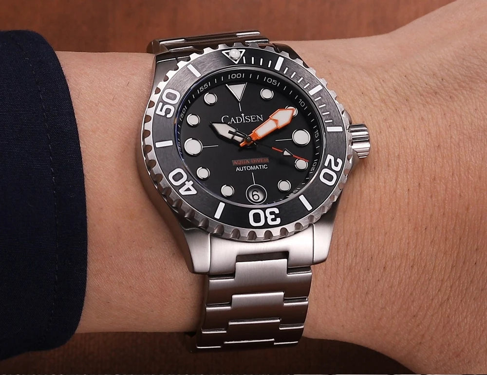 CADISEN AQUA DIVER New Brand Luxury Men Watches Automatic Watch Japan MIYOTA 8215 100M Waterproof Luminous Mechanical Wristwatch