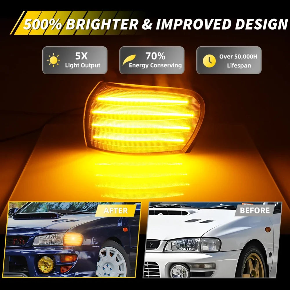 2X Front Corner Side Marker Light Parking Light Turn Signal Light LED For 1995 1996 1997 1998 1999 2000 2001 Subaru Impreza WRX