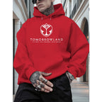 2025Men'S Hoodie with "TOMORROWLAND" Graphic - Casual Pullover Sweatshirt Long Sleeve Regular Fit Fall/Winter Casual Wear Hoodie