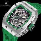 PAGANI DESIGN skeleton Watch Sapphire YS012 Automatic Men’s Quartz Watch Silicone Square Clock Waterproof Relogio Masculino