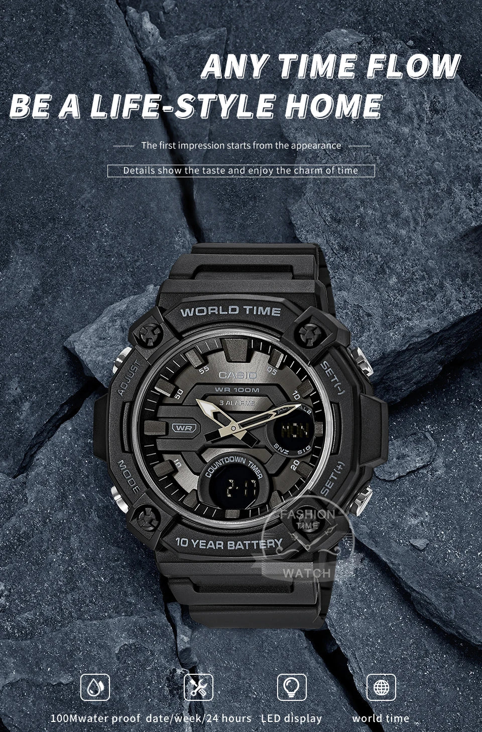 Casio Men's Dual display Multi-function electronic watch AEQ-120W series
