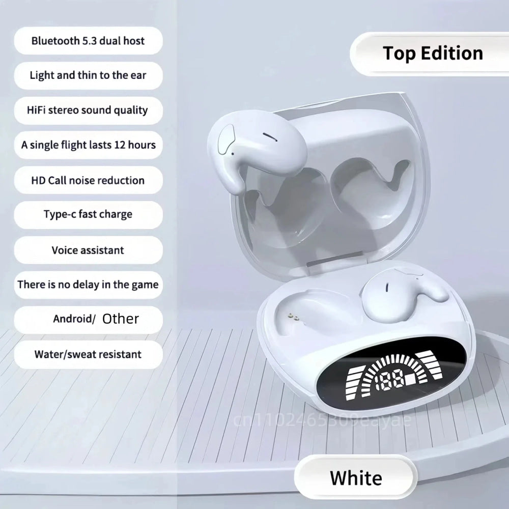 HOMEFISH Sleep Wireless Earbuds Bluetooth 5.3 Ultra - Thin Painless Wear ENC Noise Cancelling Long Battery with LED Display