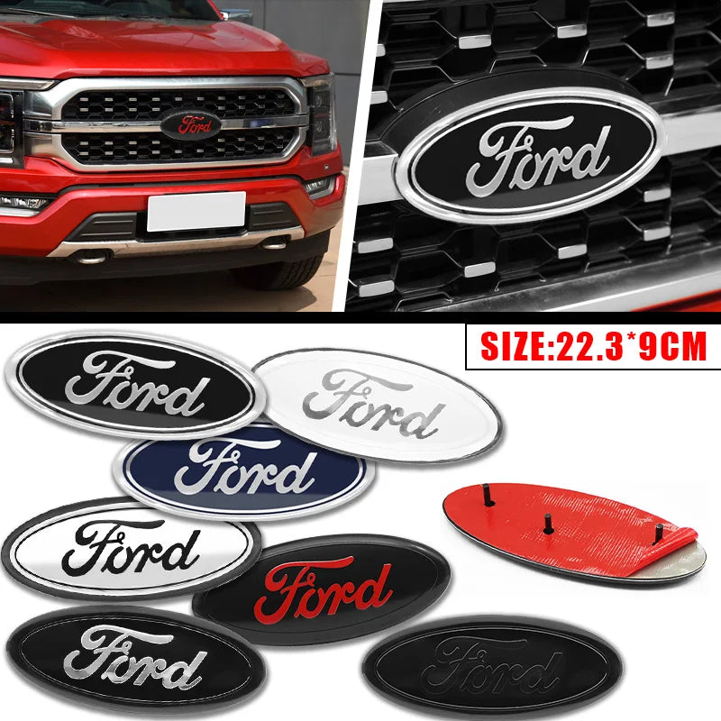 22.3X9cm Car Front Grille Emblem Stickers Rear Trunk Decal Replacement Accessories For Ford F150 F250 Edge Escape Transit Fusion