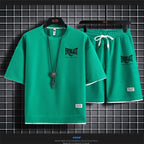 2026 Men's summer suit high quality round neck men's T-shirt 2 pieces shorts running quick dry leisure quick dry.