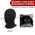 Universal Car Headrest Cover Car Seat Face Mask Ski Mask Halloween Christmas Funny Decoration for Tesla BMW Ford Volkswagen Kia