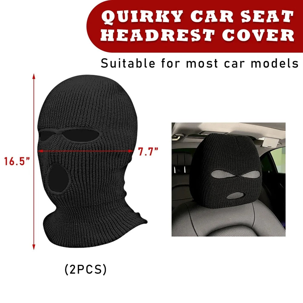 Universal Car Headrest Cover Car Seat Face Mask Ski Mask Halloween Christmas Funny Decoration for Tesla BMW Ford Volkswagen Kia