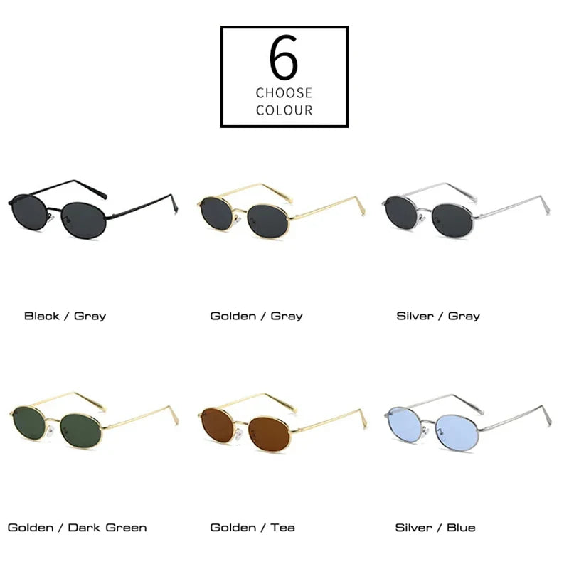 SHAUNA Gafas de sol retro con montura metálica ovalada pequeña para mujer UV400 Gafas de sol punk para hombre