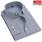 Men's long-sleeved shirt loose version flat hem striped business formal middle-aged and elderly straight shirt