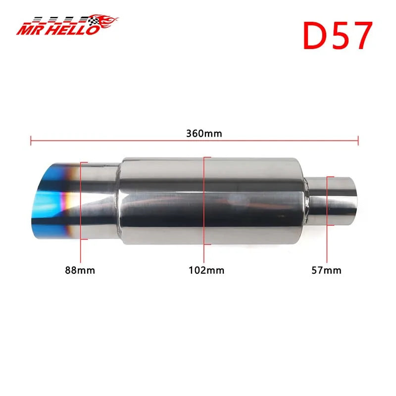 Car Exhaust Pipe Muffler Tail Pipe Universal High Quality Stainless Steel Interface 51 57 64MM Exhaust System End 88mm