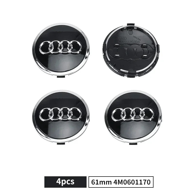 For Audi A8 A5 A6 C5 C6 C7 A7 A1 A3 A4 B5 Q3 Q5 Q7 TT 4pcs 60mm 61mm 68mm 69mm Car Wheel Hub Center Caps Rim Cover Accessories