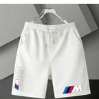BMW Y2k Print Shorts Men Summer Casual Streetwear Gym Fitness Sports Five-point Pants Elastic Waist Loose Comfort Daily Bottoms