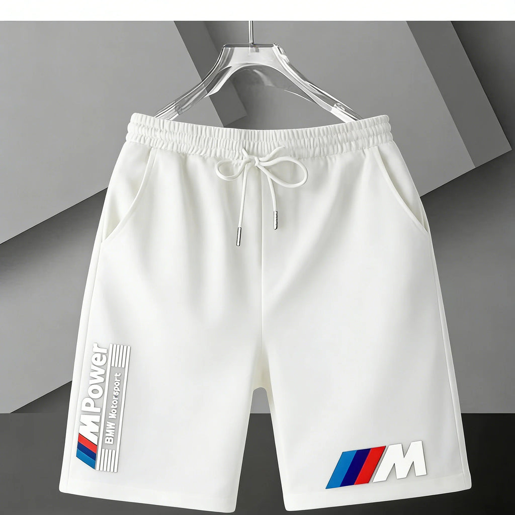BMW Y2k Print Shorts Men Summer Casual Streetwear Gym Fitness Sports Five-point Pants Elastic Waist Loose Comfort Daily Bottoms