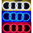 AUDI 4D Refitted LED Lamp Car Front Grill 4Ring Logo Light For A3 A4 A5 A6 A7 A8 S3 S4 S5 S6 S7 Q3 Q5 Q7 Decoration Accessories