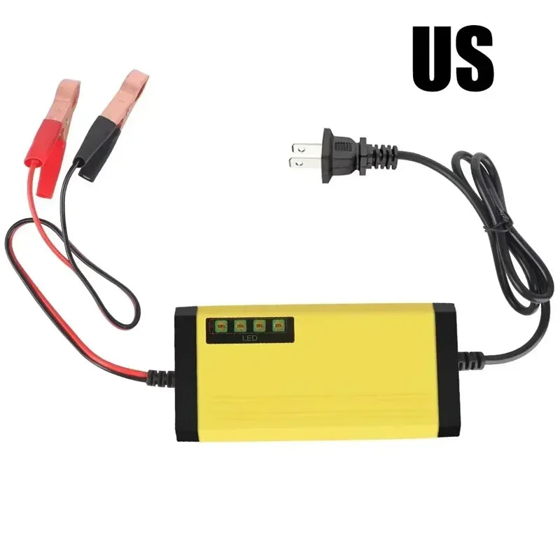 Cargador de batería de coche de 12V y 2A, cargador de reparación de pulsos de energía de 220V, batería de plomo ácido húmedo y seco, pantalla LED, resolución de batería para Moto y camión