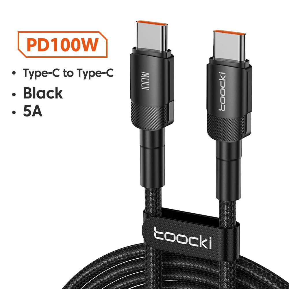 Toocki 100W tipo C a USB C cable PD 3,0 carga rápida 4,0 carga rápida tipo C a tipo C para iPhone 15 Macbook Samsung Xiaomi
