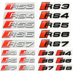New 1Pcs Audi RS S3 S4 S5 S6 S7 S8 A3 A4 A5 A6 A7 A8 Q3 Q5 Q7 TT 3D Car Emblem Sticker Rear Trunk Body Emblem Badge Stickers