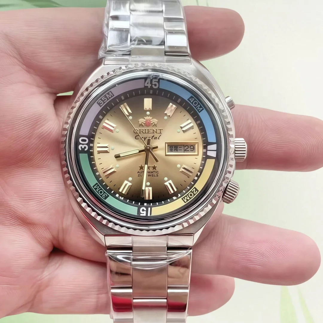 Orient Men's Mechanical Watch with Japanese Movement Stainless Steel Full Functionality World Time Large Dial
